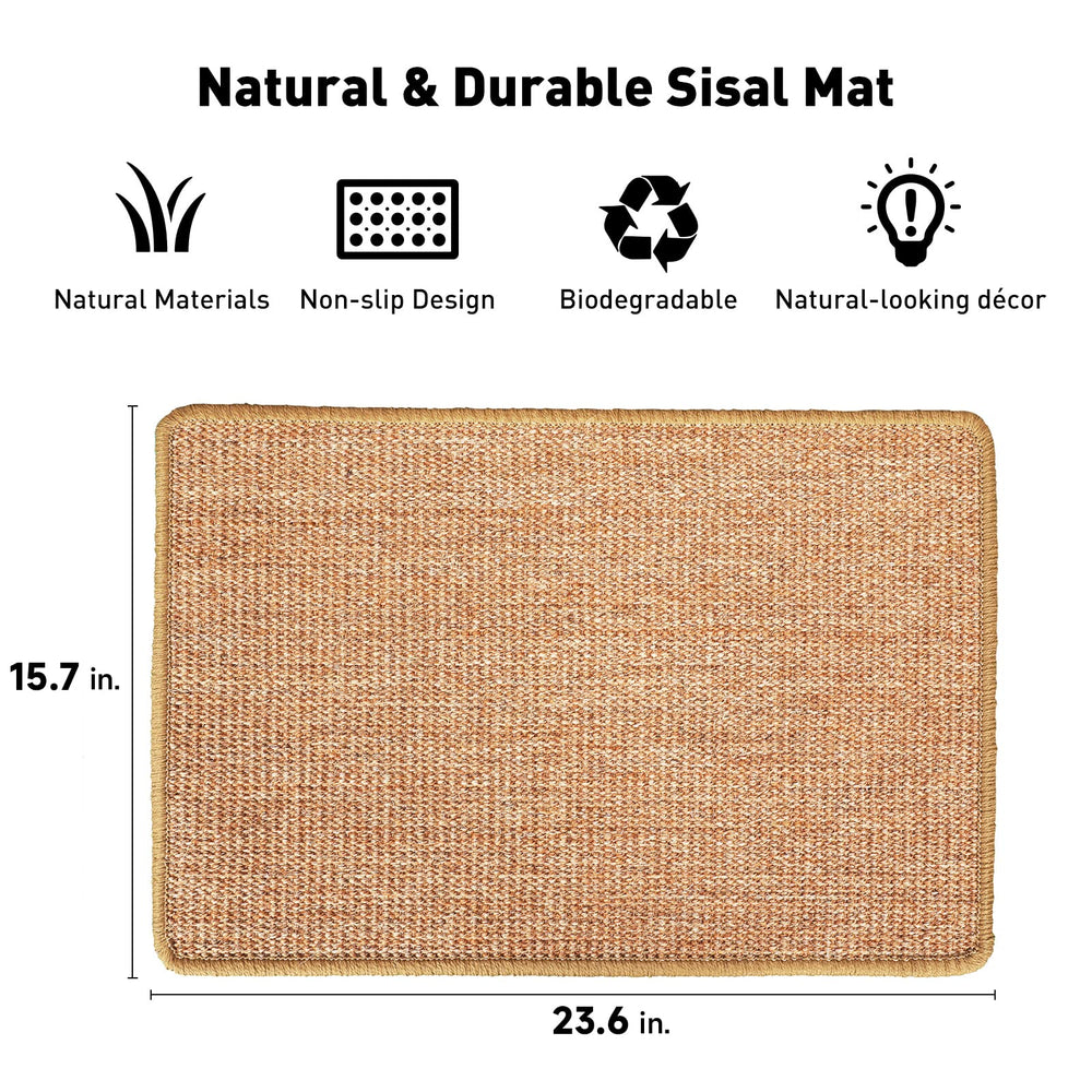 FUKUMARU cat scratcher mat on floor showing anti slip bottom for stable use.