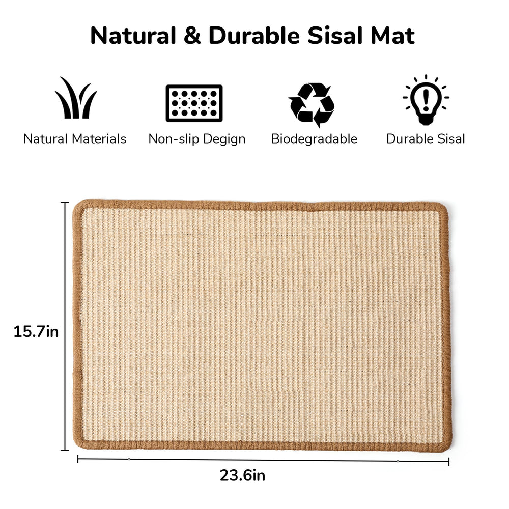 FUKUMARU Cat Scratcher Mat side view showing slim footprint for space-saving setup