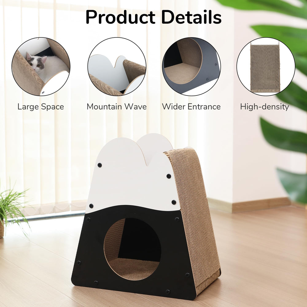 FUKUMARU Cat Scratcher multi-function design doubles as a house and bed.