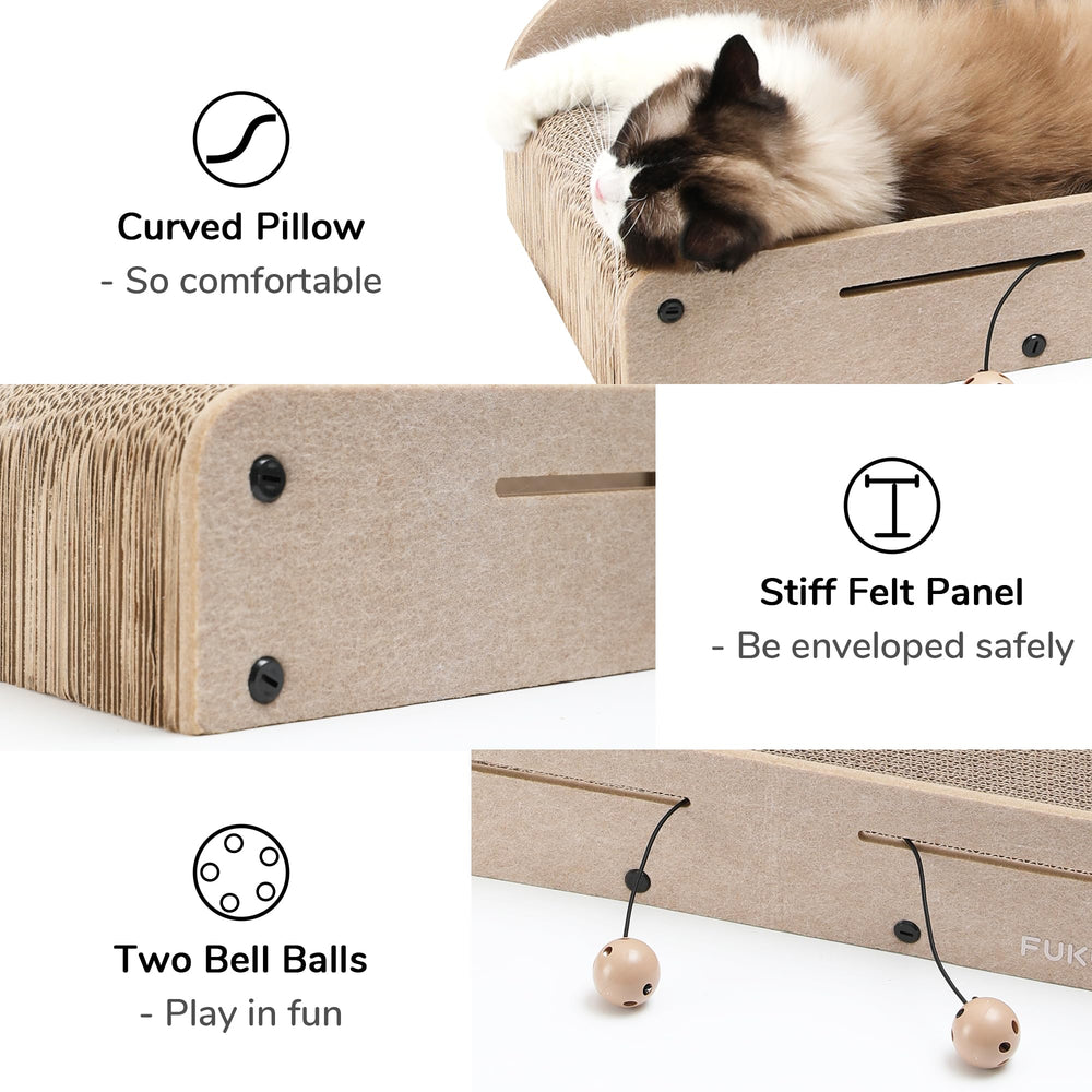 FUKUMARU nap-lounging area image conveys cozy cat space.