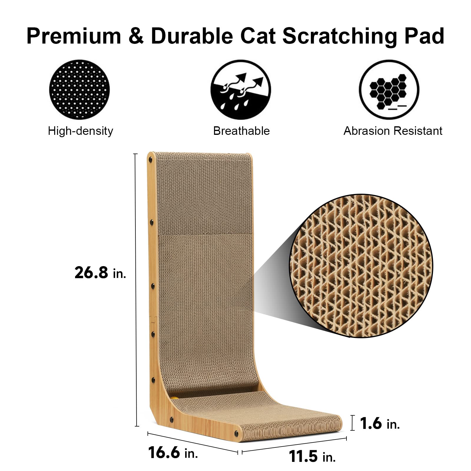 FUKUMARU cat-scratching-cardboard-closeup highlights durable corrugated board for long-lasting scratching.