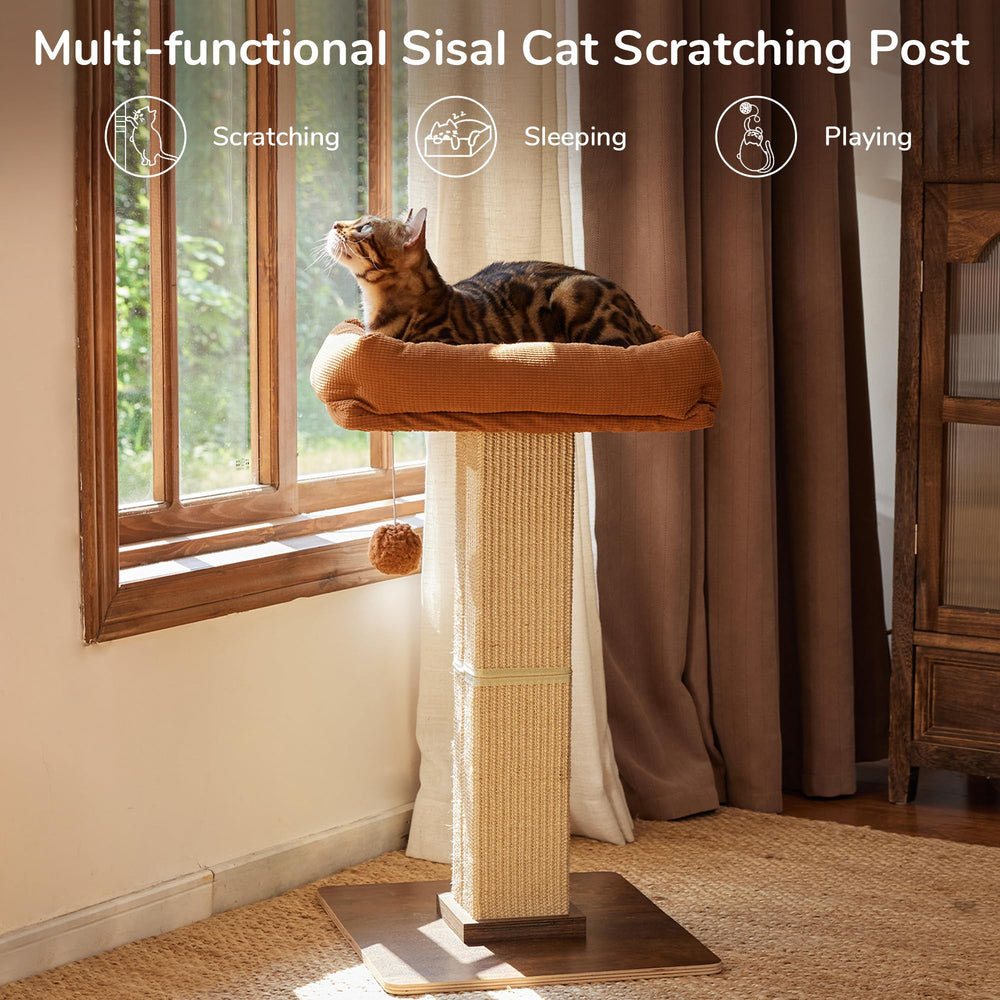 FUKUMARU vintage-style tall cat post adds interior decor appeal and play.
