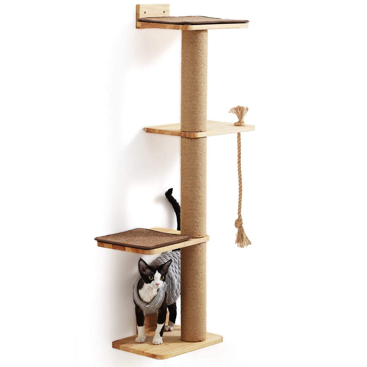 FUKUMARU cat scratching tree wall-mounted 50-inch offers full-body stretch during play.