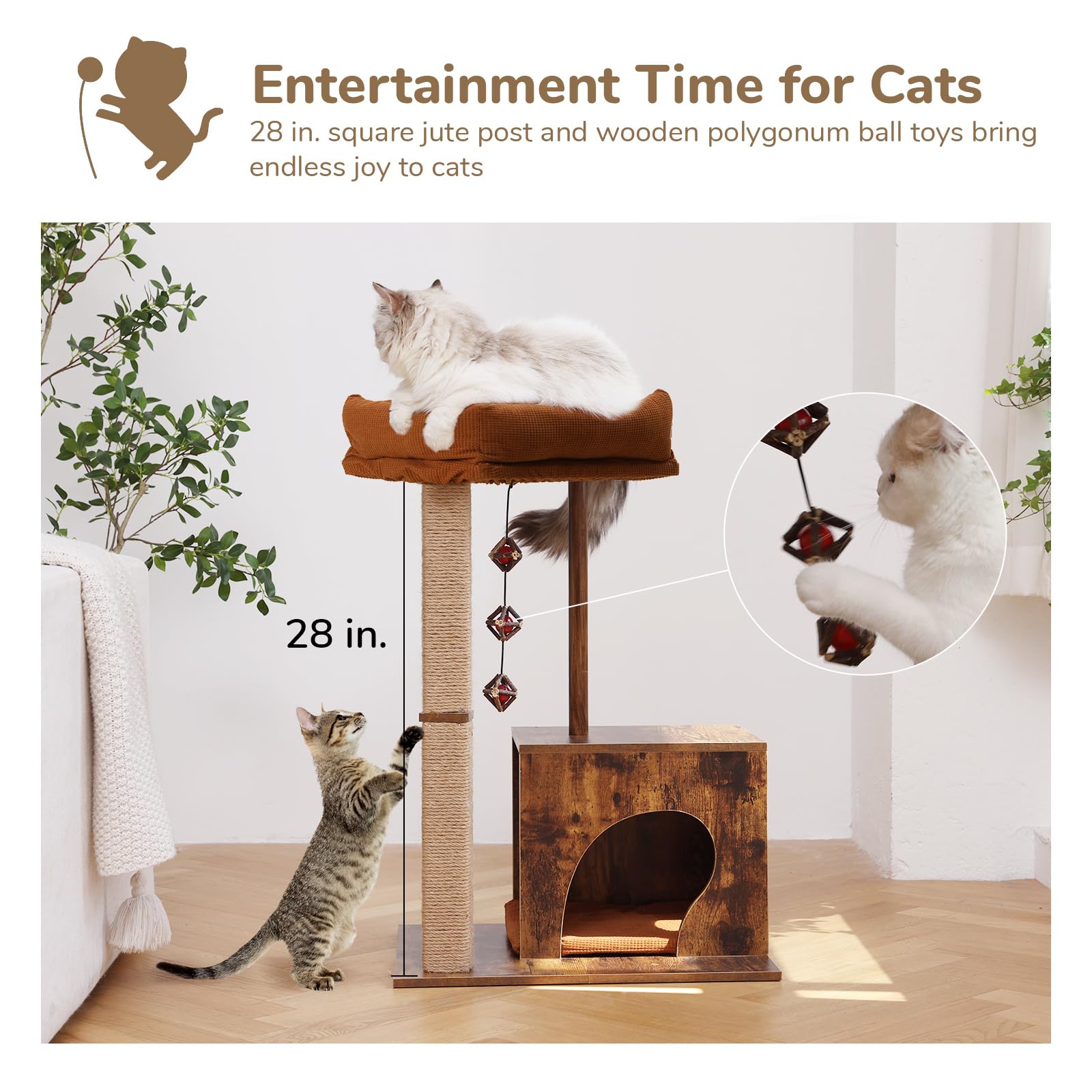 FUKUMARU stable base with anti-slip pads keeps cats safe during playful sessions.
