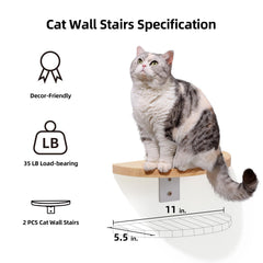 FUKUMARU cat wall pedals 11in extend play and perching options for climbers