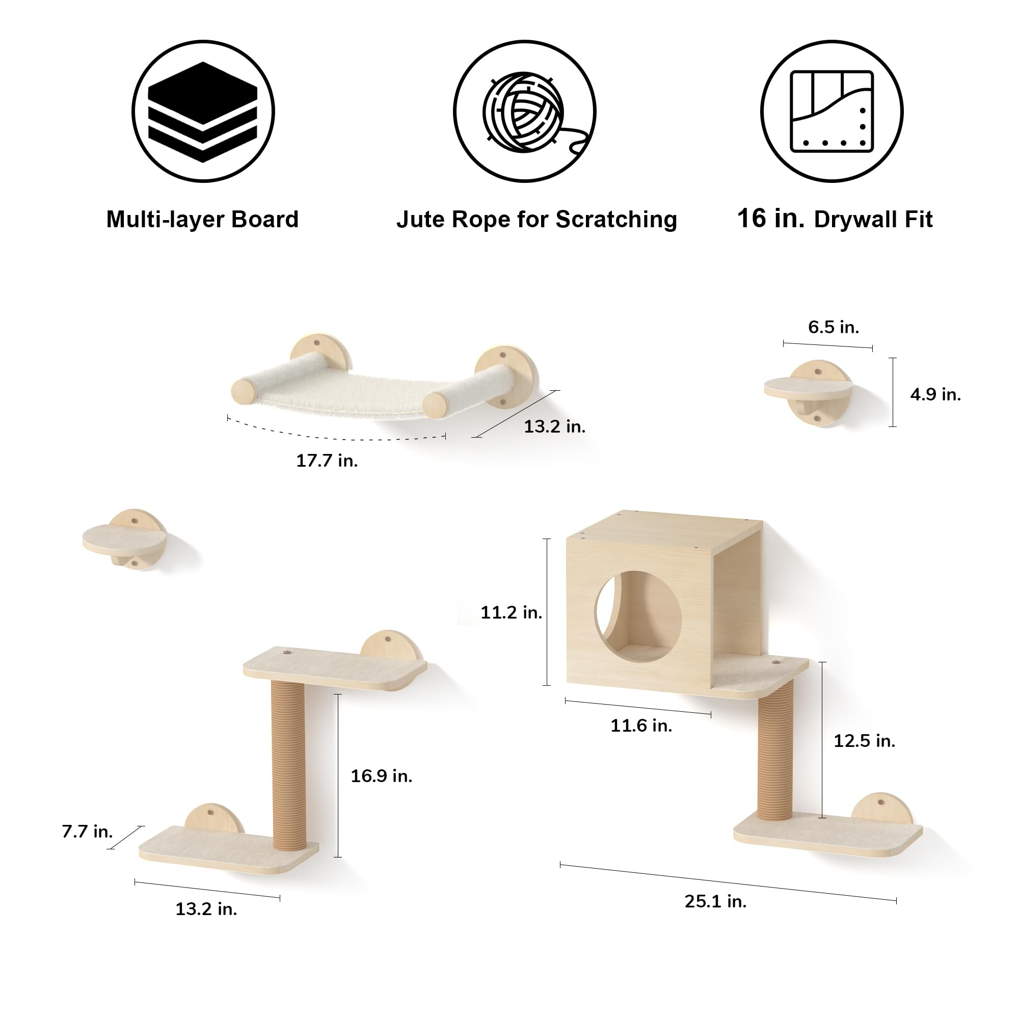 FUKUMARU cat wall shelves beige hideaway offers private cozy den.