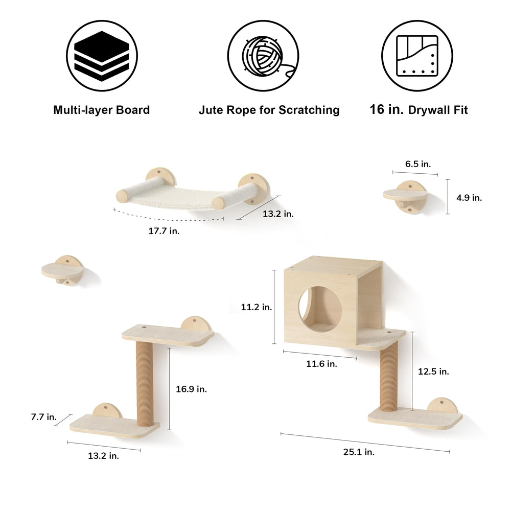 FUKUMARU cat wall shelves beige hideaway offers private cozy den.