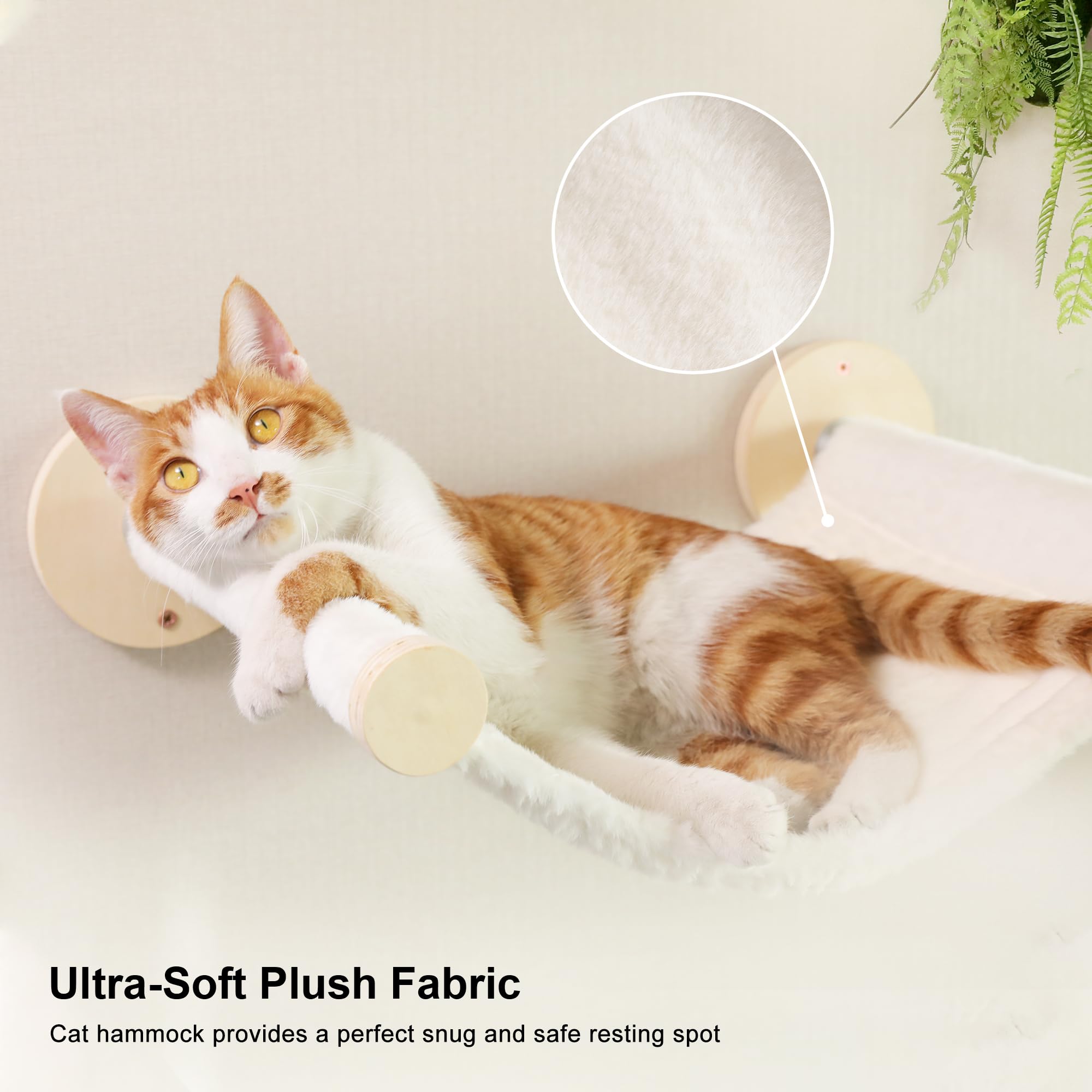 FUKUMARU cat wall shelves beige installation kit demonstrates easy 16-inch stud mounting.