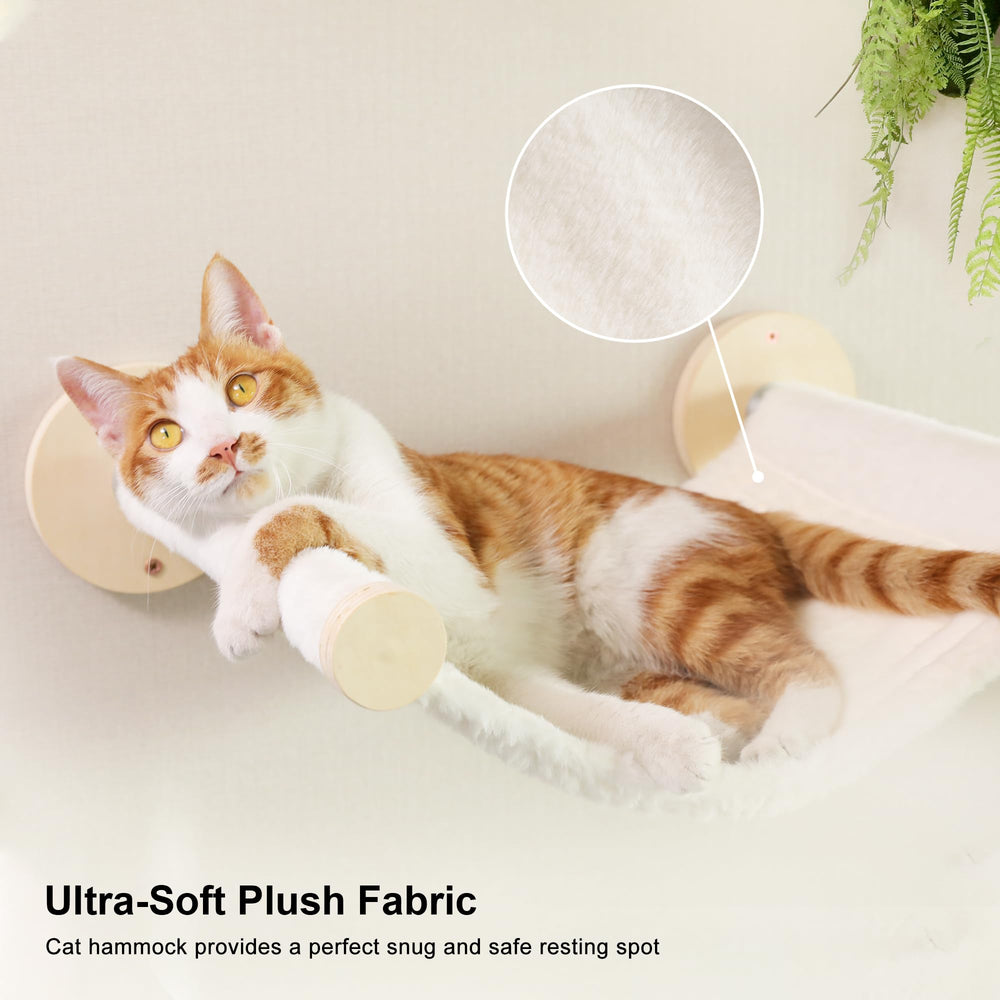 FUKUMARU cat wall shelves beige installation kit demonstrates easy 16-inch stud mounting.