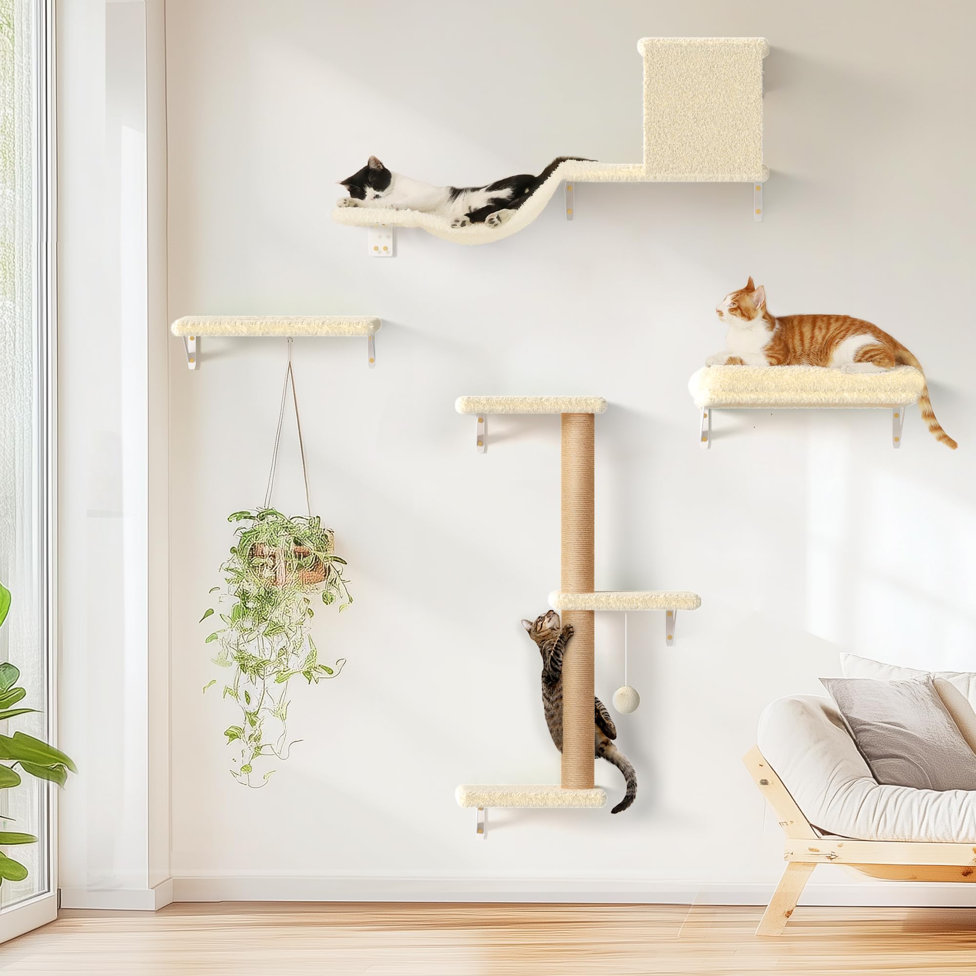 FUKUMARU cat wall shelves bracket installation shows sturdy mounting for reliable support.