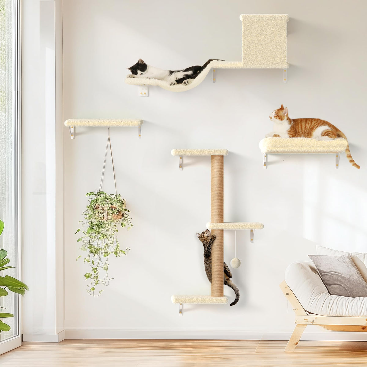 FUKUMARU cat wall shelves bracket installation shows sturdy mounting for reliable support.