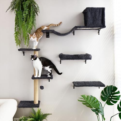 FUKUMARU cat wall shelves cat bridge illustrates versatile routes for jump and exploration.