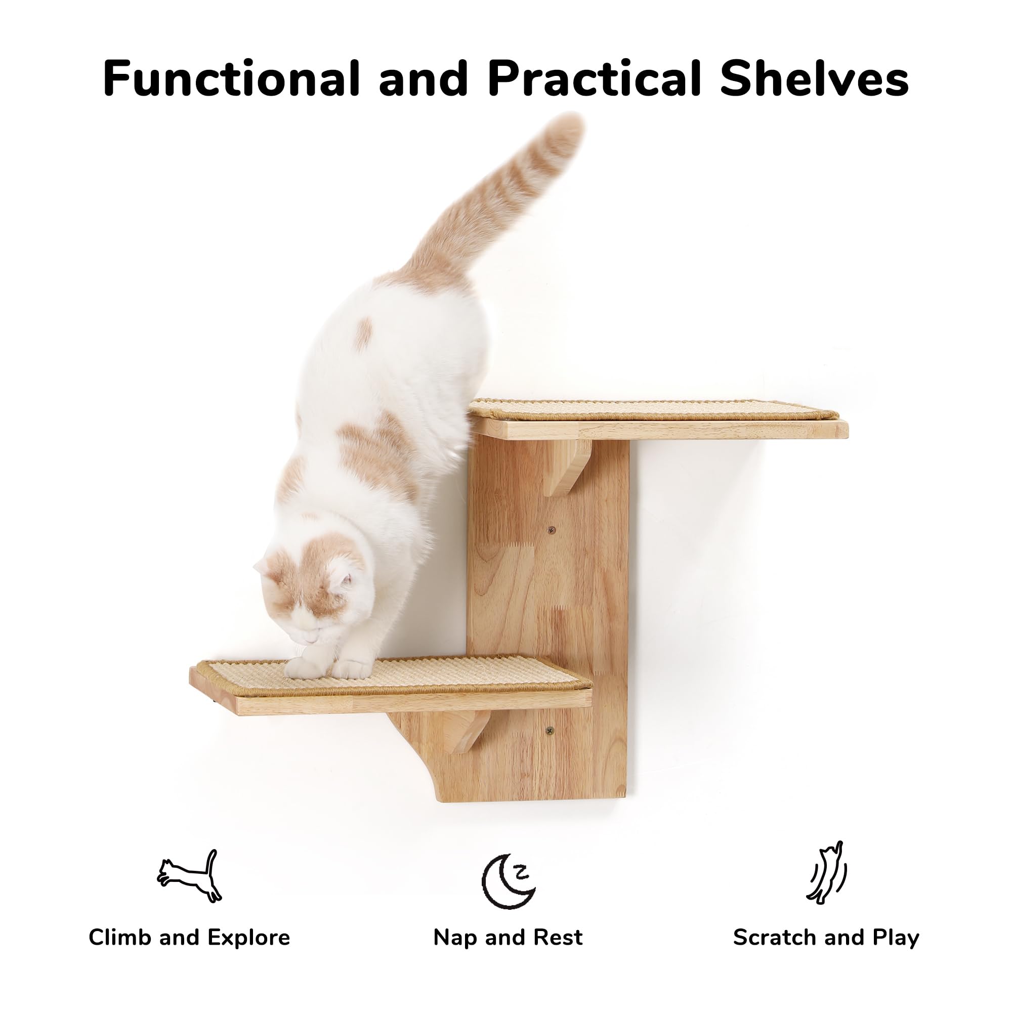 FUKUMARU cat wall shelves drywall-mount installation for stable climbing.