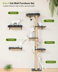 FUKUMARU cat wall shelves easy install gray for quick mounting