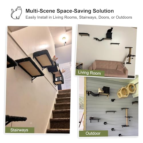FUKUMARU cat wall shelves gray decor complements living spaces while encouraging healthy activity.