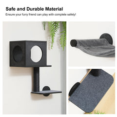FUKUMARU Cat Wall Shelves scratching post provides a durable surface for daily claw maintenance.