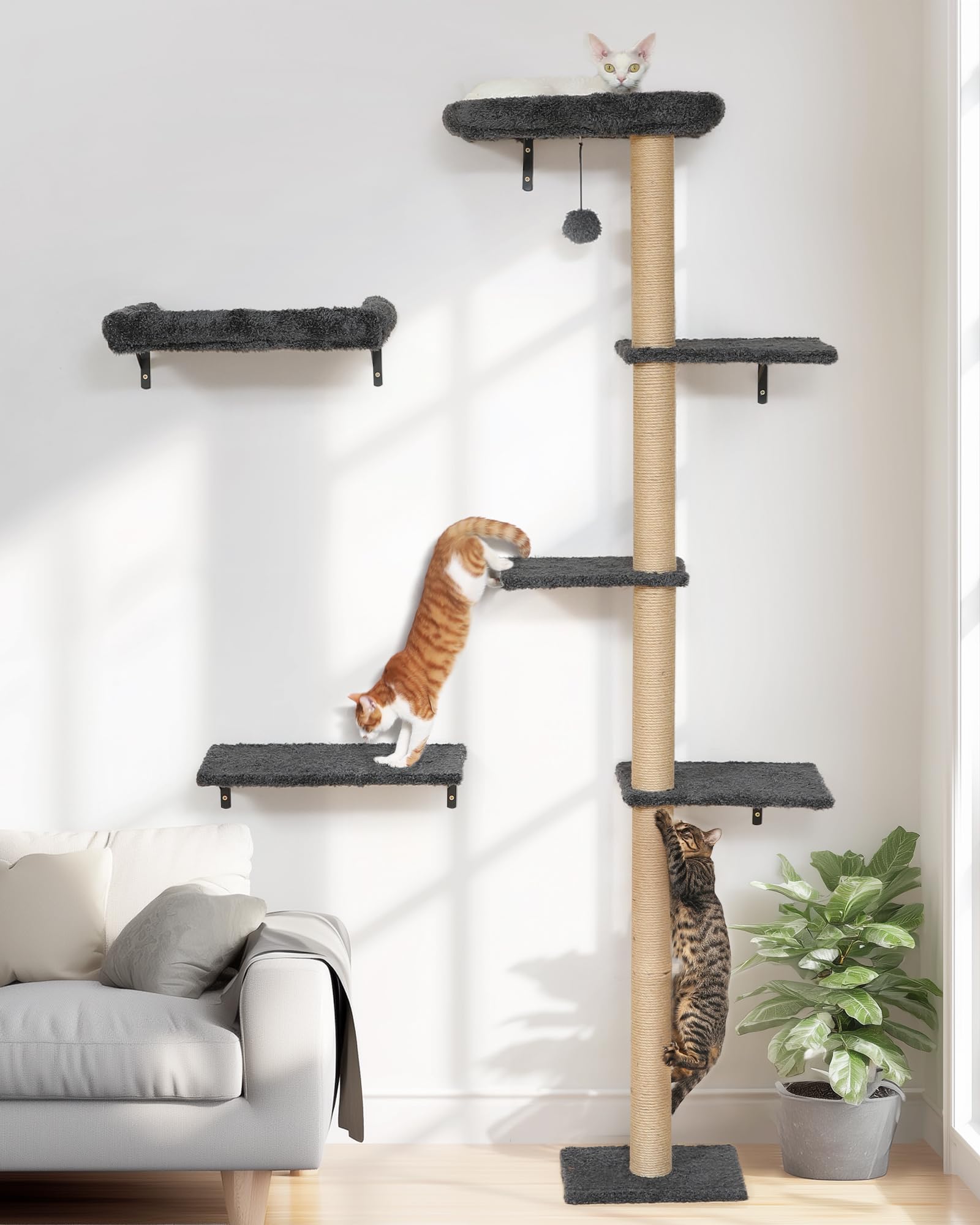 FUKUMARU cat wall shelves stable-durable gray for sturdy vertical play