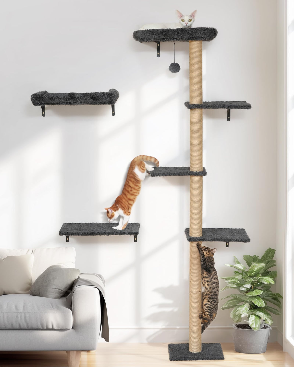 FUKUMARU cat wall shelves stable-durable gray for sturdy vertical play