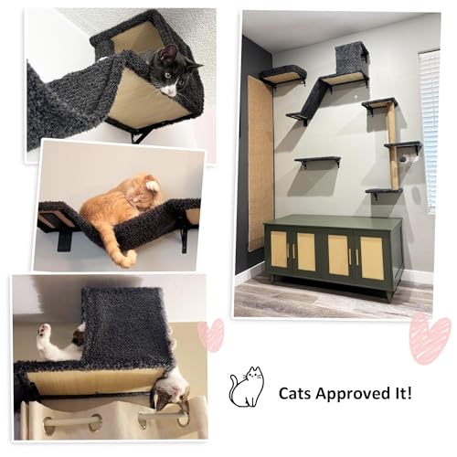 FUKUMARU cat wall shelves velvet fabric closeup emphasizes pet-friendly materials and comfort.