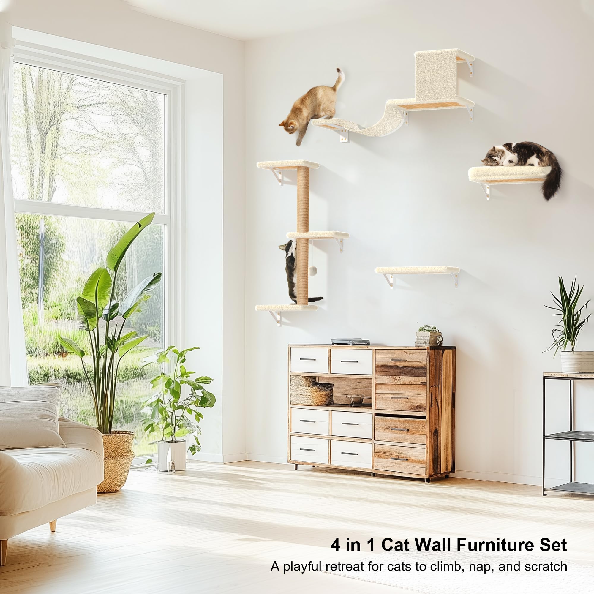 FUKUMARU cat wall shelves wall assembly highlights easy stud-based setup for solid stability.