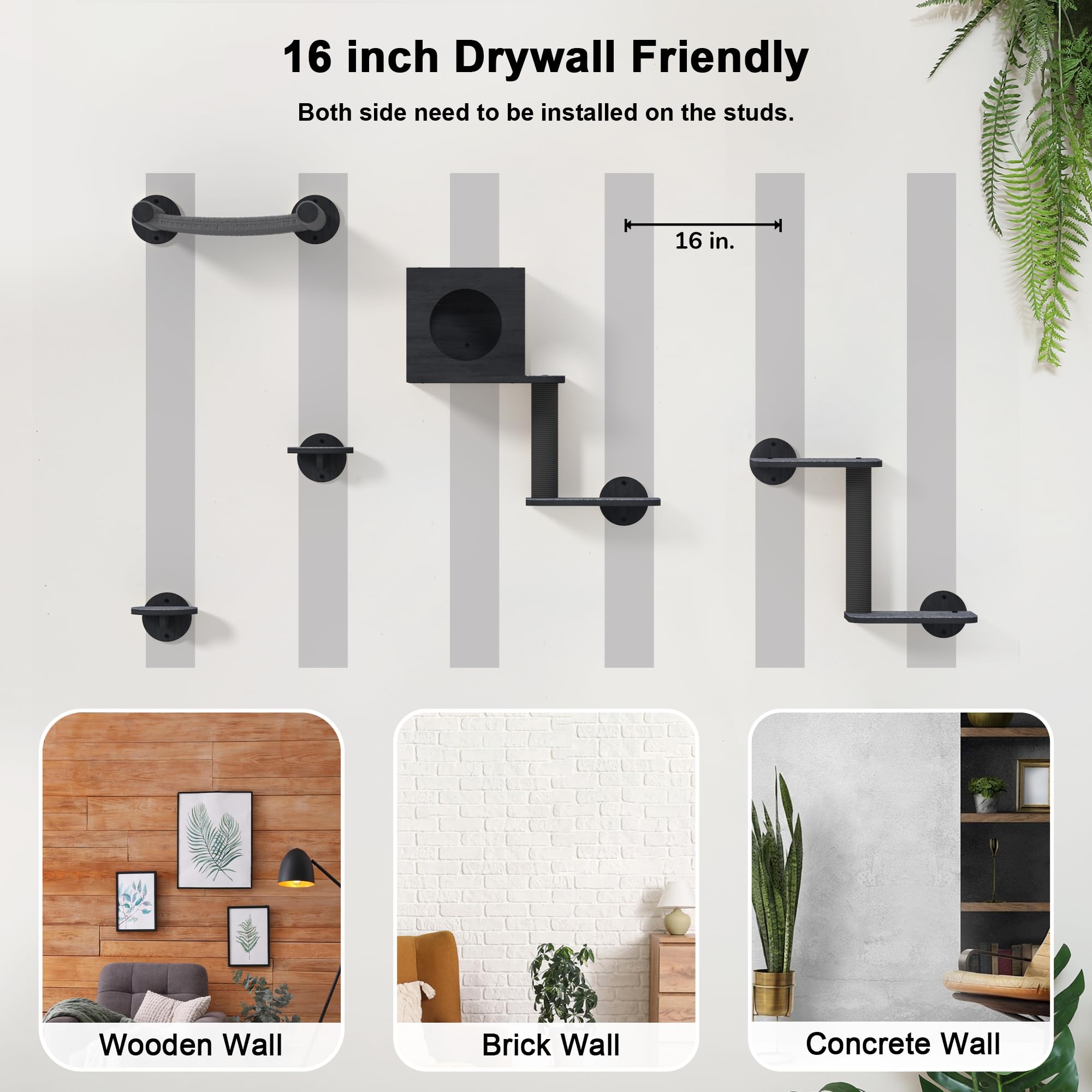 FUKUMARU Cat Wall Shelves wall-mount kit ensures stable installation on any wall.