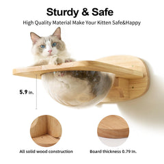 FUKUMARU cat wall wood frame uses rubber wood for sturdy, durable climbing spaces