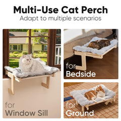 FUKUMARU cat window bed on sill demonstrates secure mounting for deeper sills