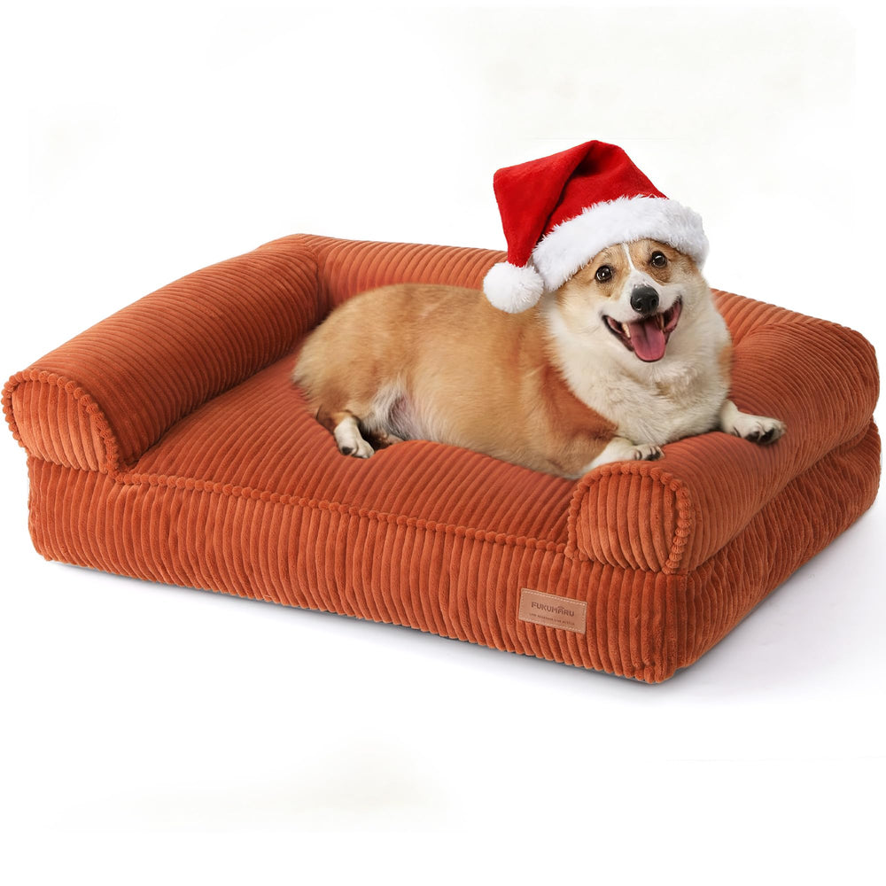 FUKUMARU corduroy dog bed texture highlighting cozy warmth and inviting softness.