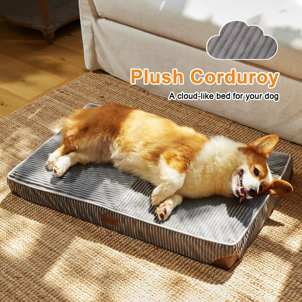 FUKUMARU dog bed plush corduroy offers cozy comfort with breathable texture.