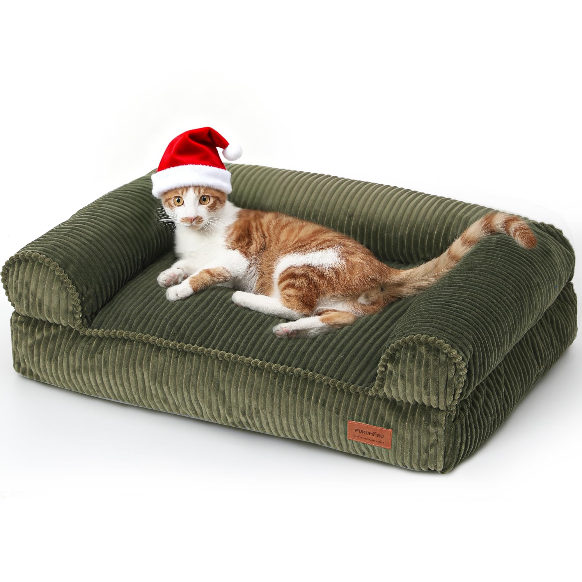 FUKUMARU dog couch bed corduroy close-up highlighting cozy warmth