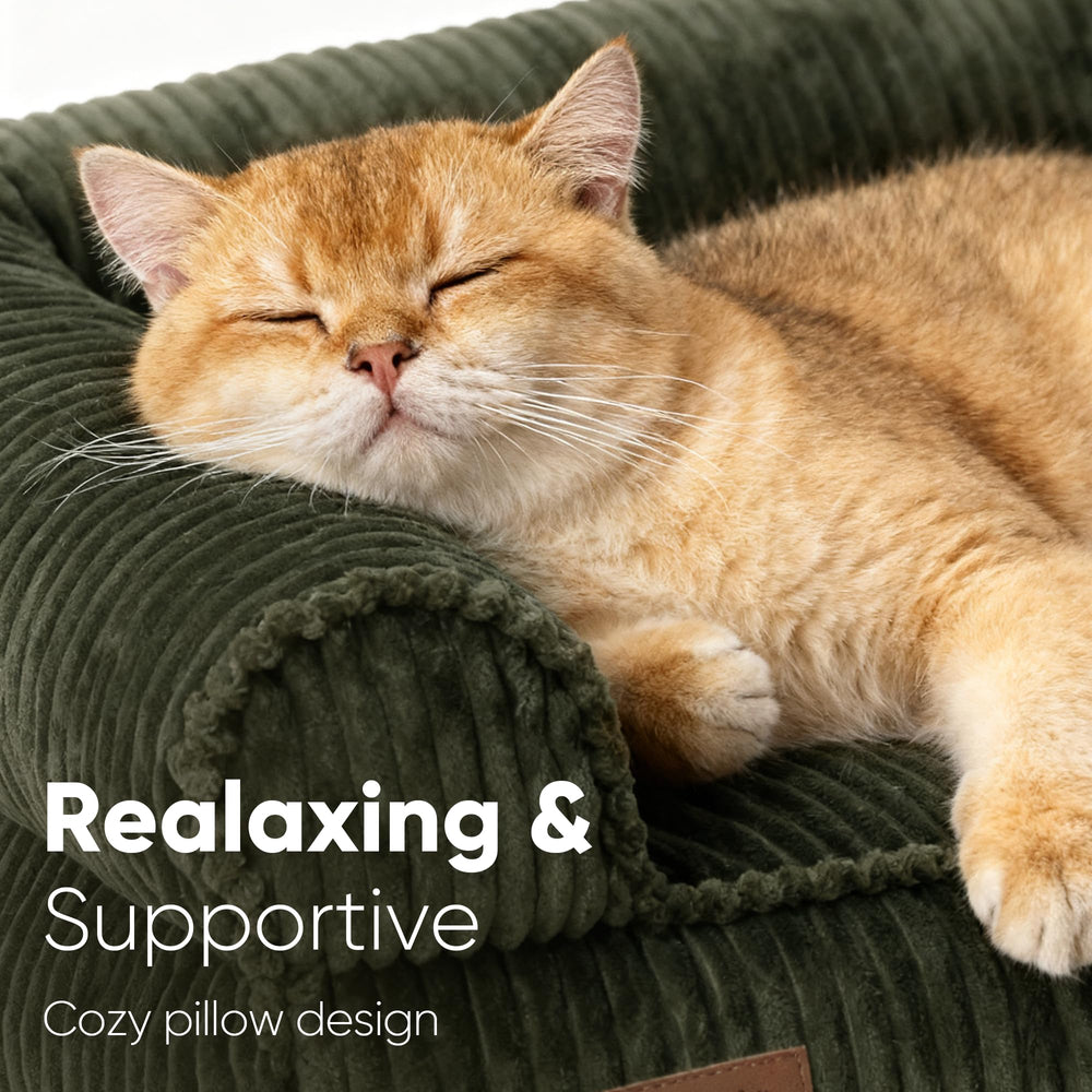 FUKUMARU dog couch bed side-view showing secure resting position