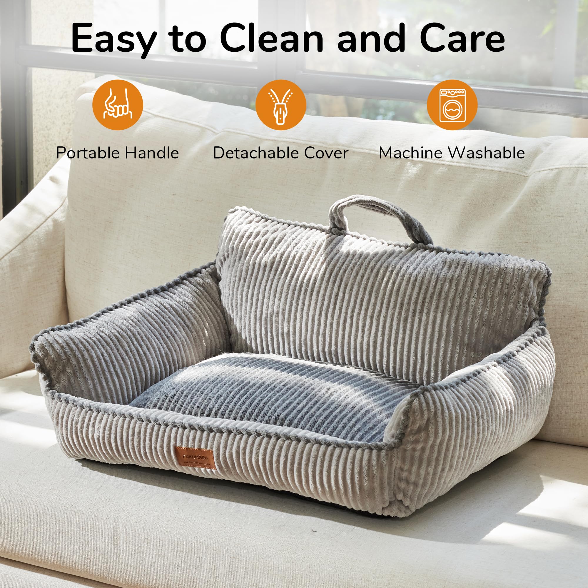 FUKUMARU dog couch bed gray memory-foam blend highlight balanced support and plush comfort