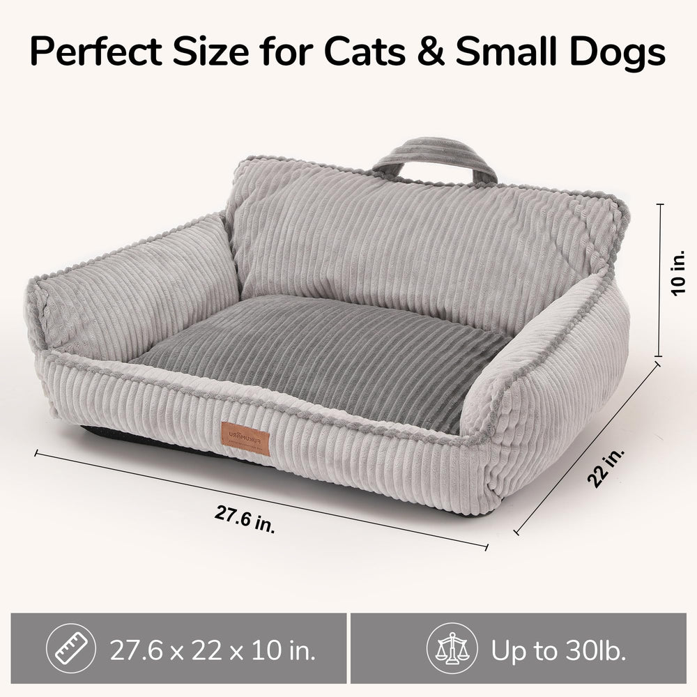 FUKUMARU dog couch bed gray removable cover close-up promotes quick cleaning
