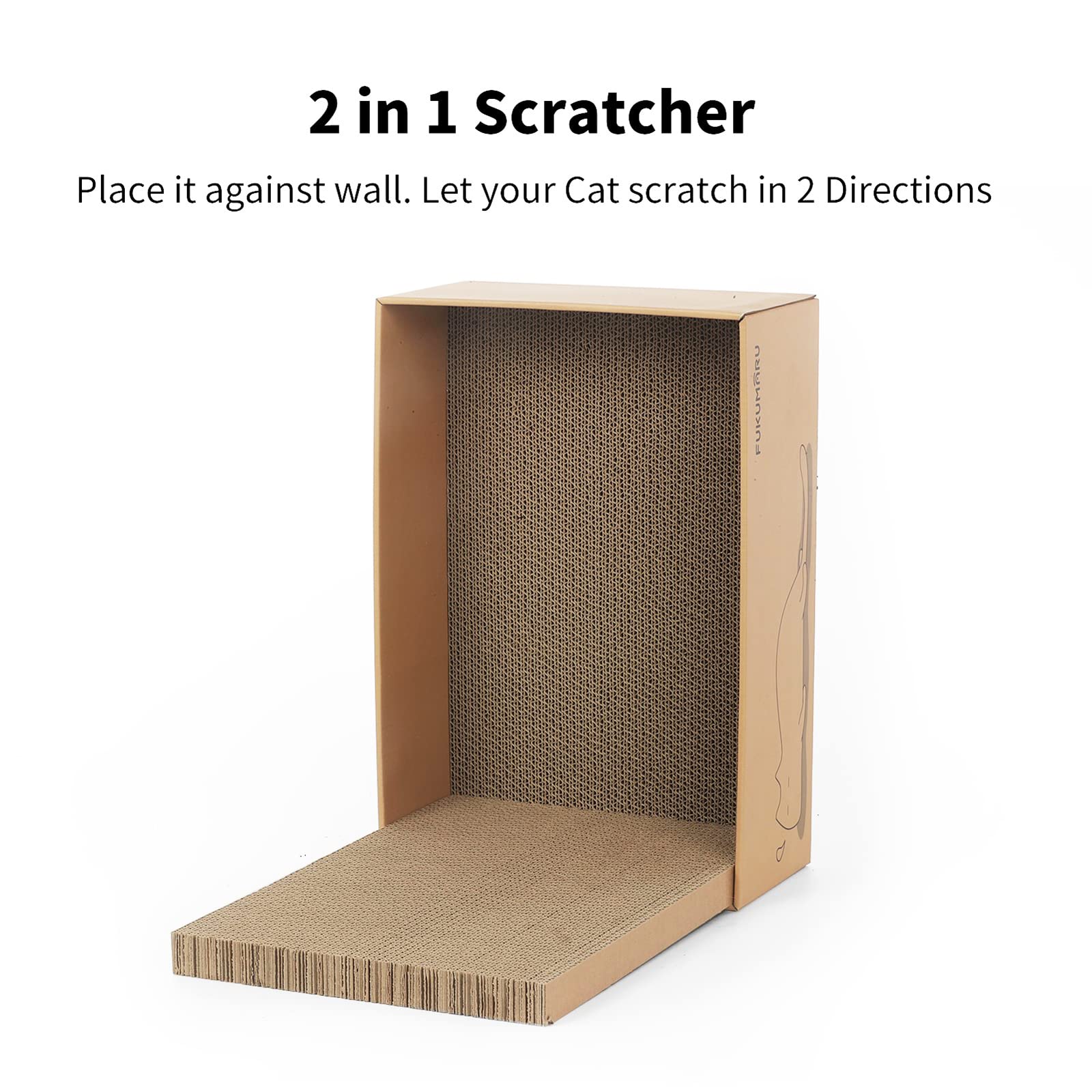 FUKUMARU large cardboard scratcher pad fits cats of all sizes