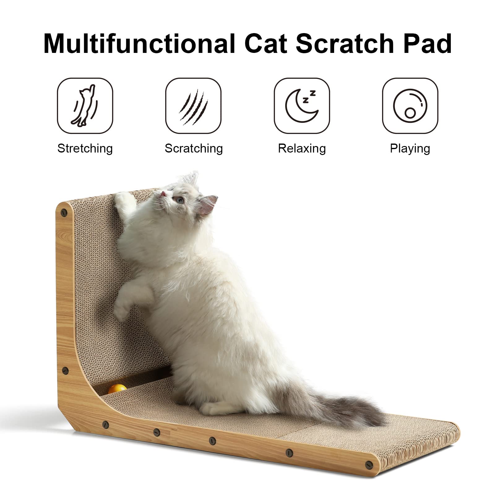 FUKUMARU cat-scratcher-ball-toy captivates cats with interactive play and stress-relieving activity.