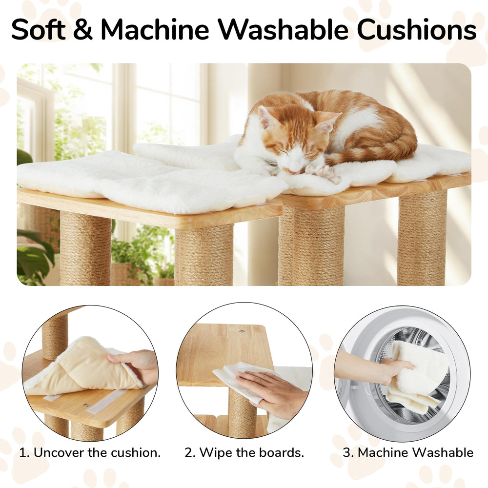 FUKUMARU solid-rubberwood-frame emphasizes stability for up to 200 lb pets.