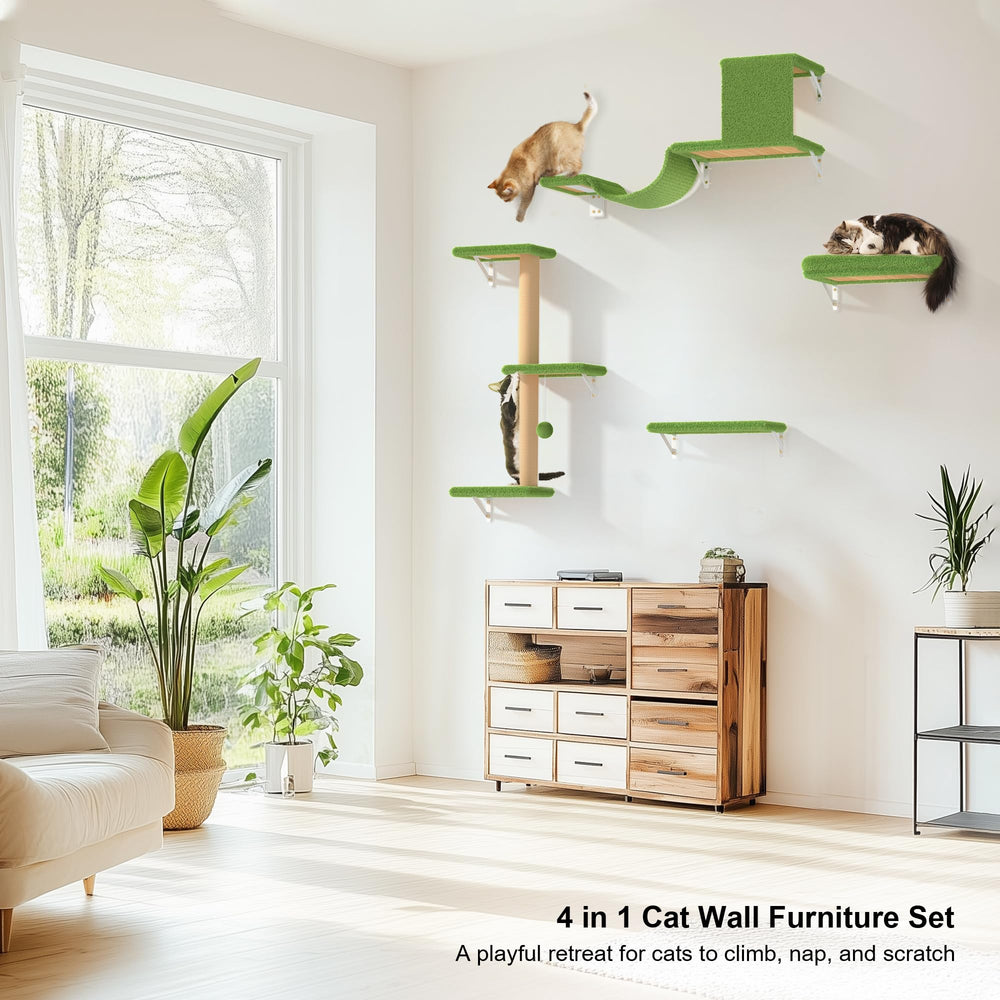 FUKUMARU space-saving cat wall shelves makes room for play