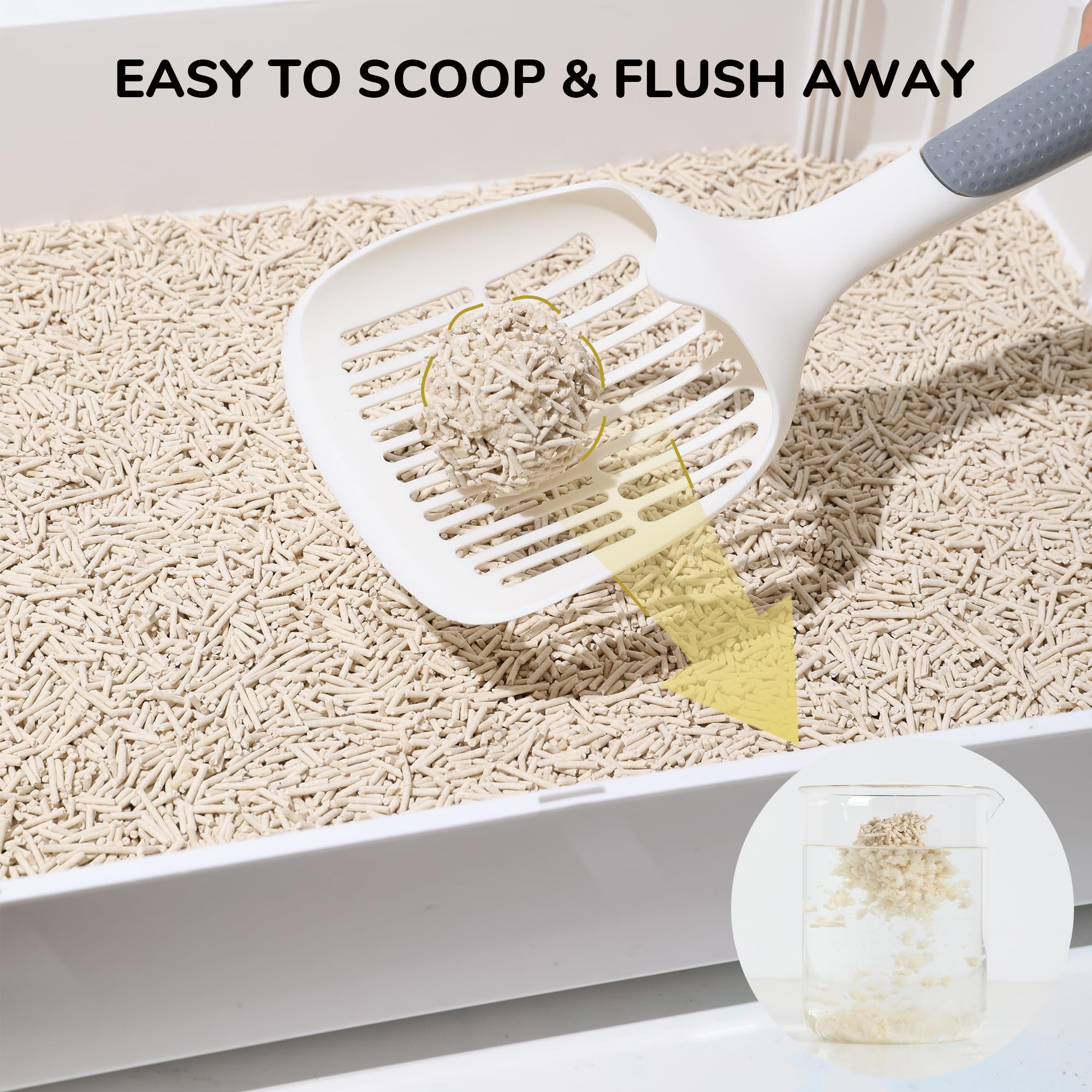 FUKUMARU bright white formula helps spot changes in litter at a glance.