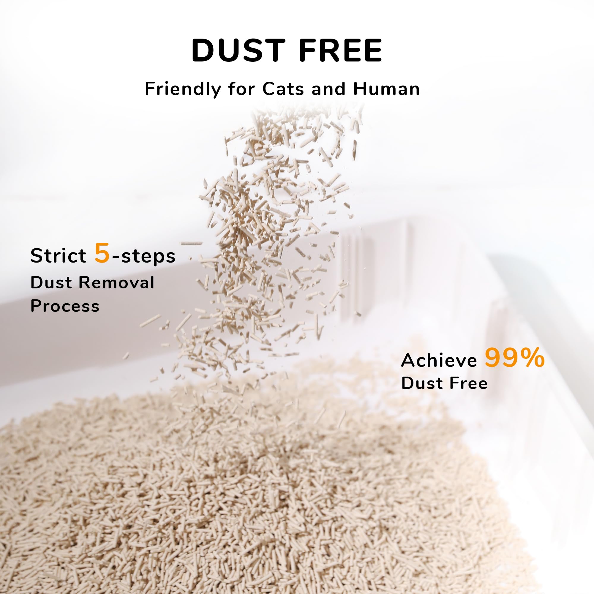 FUKUMARU tofu cat litter dust-free pellets reduce dust in the room.