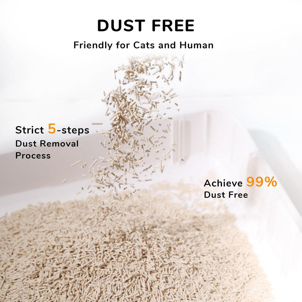 FUKUMARU tofu cat litter dust-free pellets reduce dust in the room.