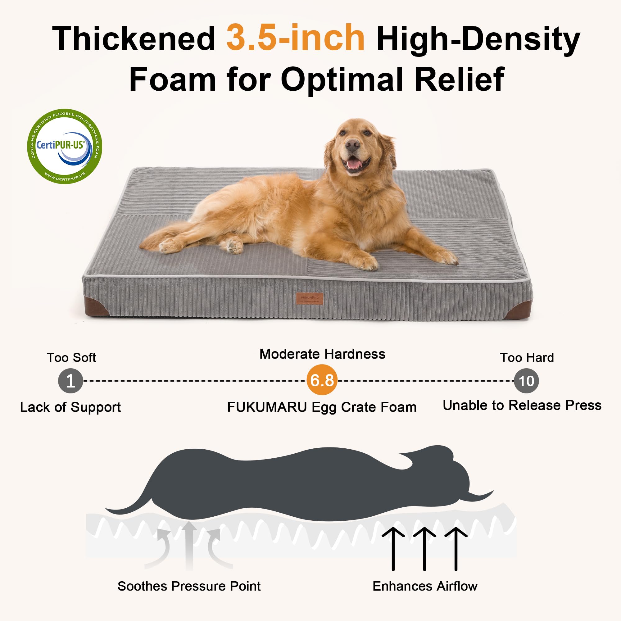 FUKUMARU dog bed waterproof layer keeps inner foam dry and clean.