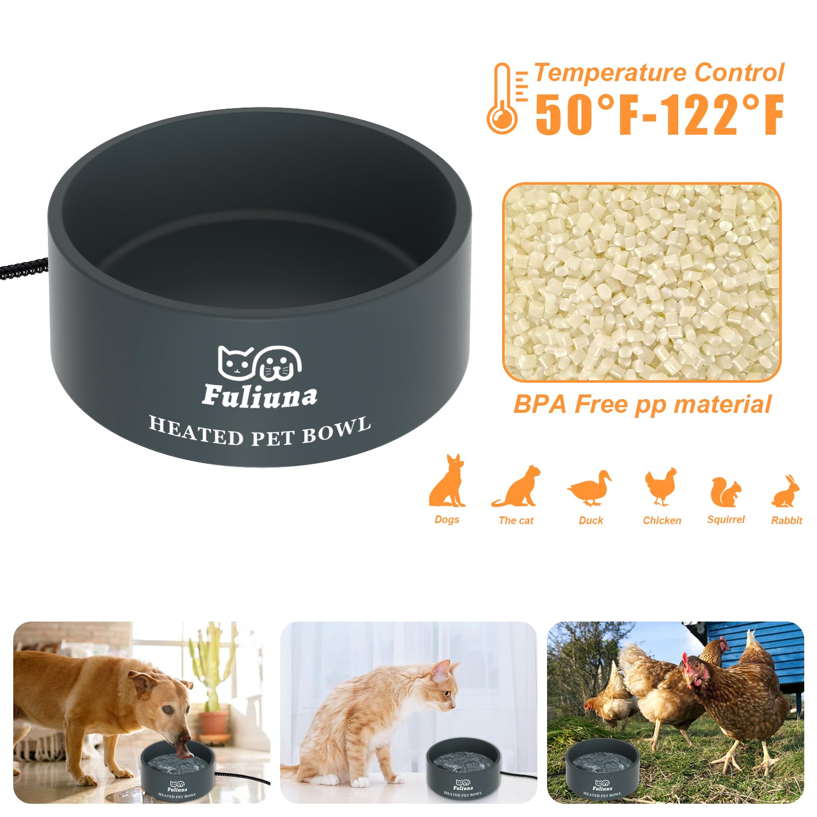 Fuliuna 108oz capacity bowl provides drinkable water for multiple pets