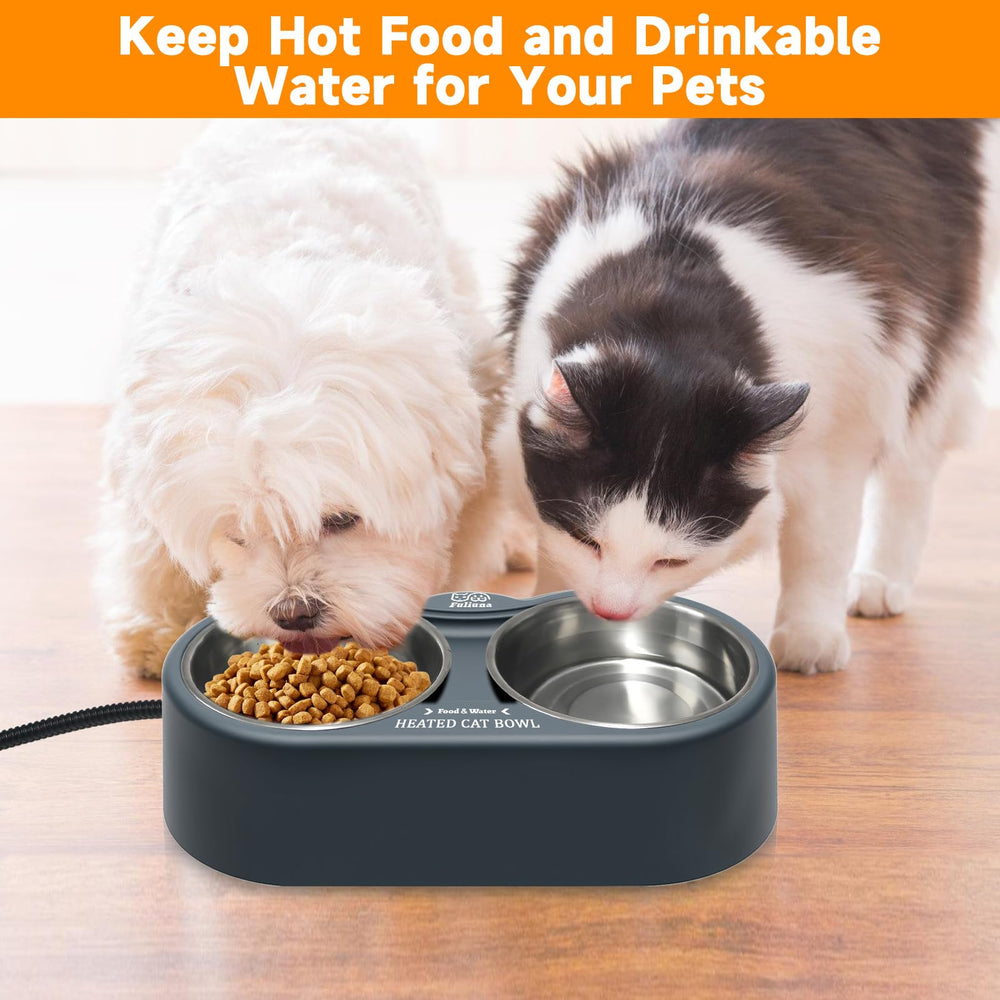 Fuliuna dual-bowl 24oz capacity emphasizes water and food storage in one unit.