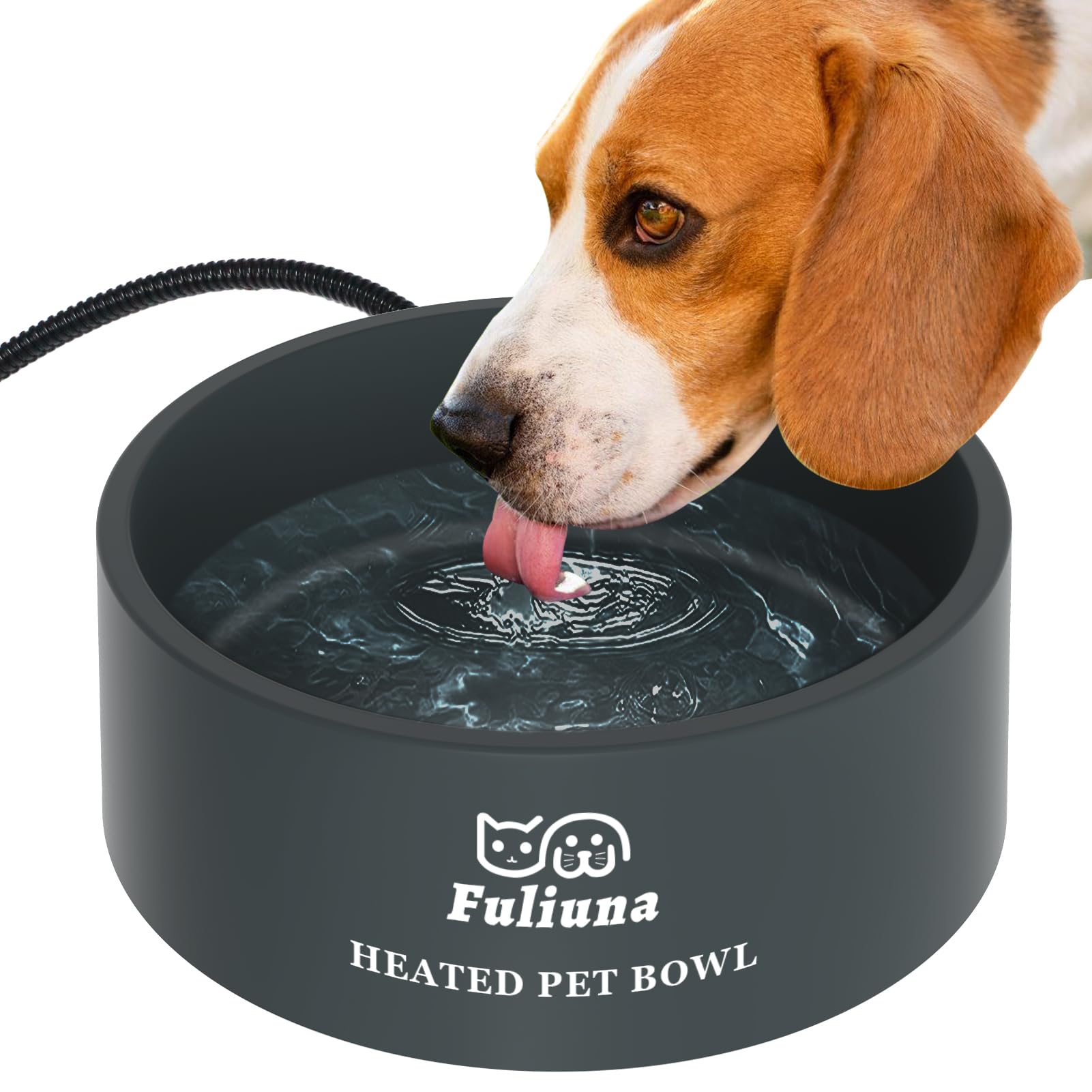 Fuliuna heated water bowl for outdoor use keeps water unfrozen for pets
