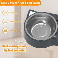 Fuliuna safety stainless steel bowls detach for quick cleaning and dishwasher-safe maintenance.