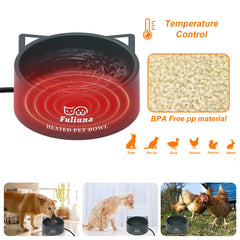Fuliuna thermal water bowl maintains 68–122°F for safe drinking.