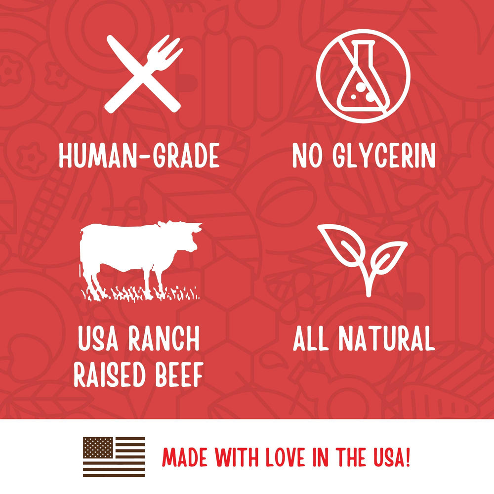 Full Moon Beef Jerky no fillers badge on packaging.