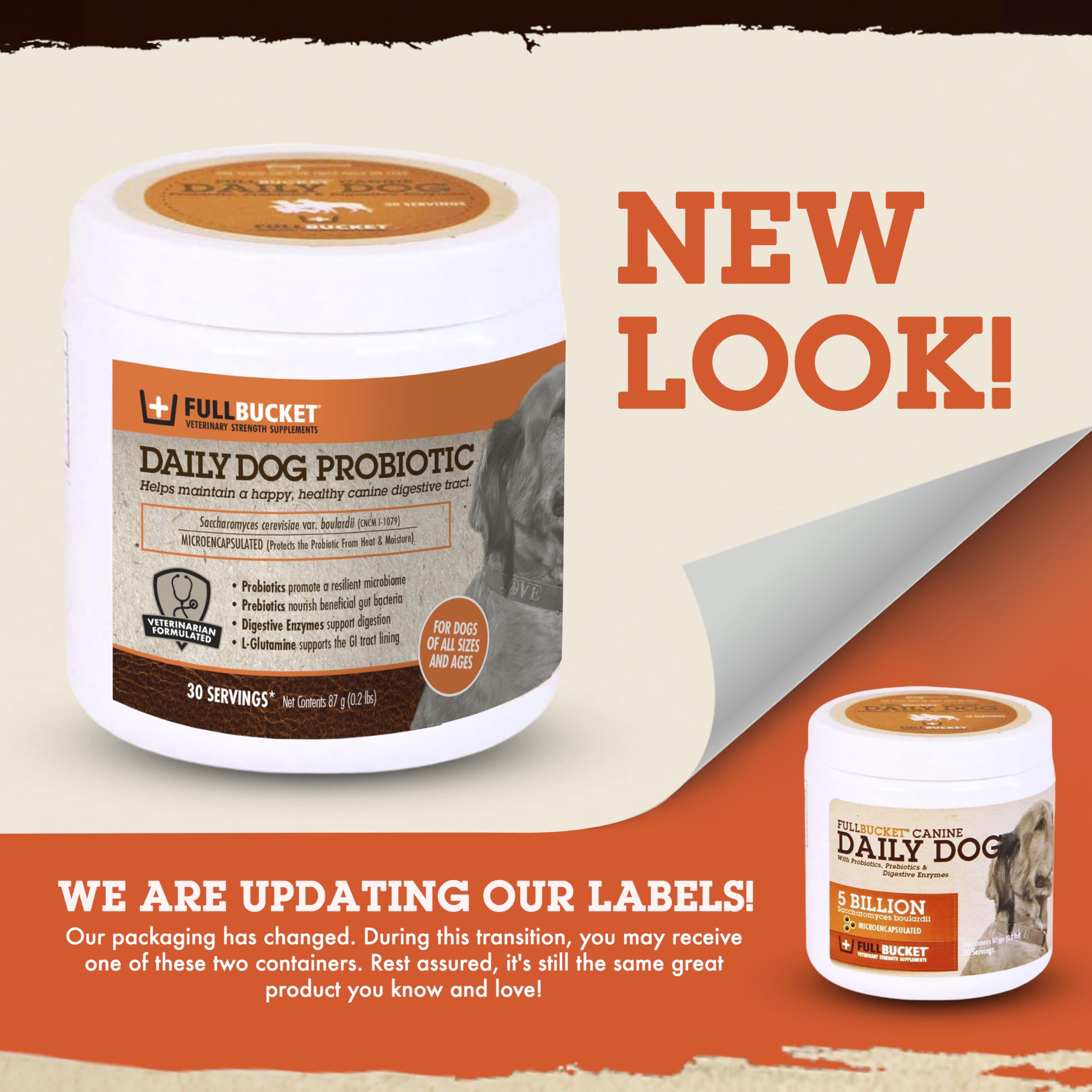 FullBucket Daily Dog Probiotic dosing-scoop for easy meal sprinkling
