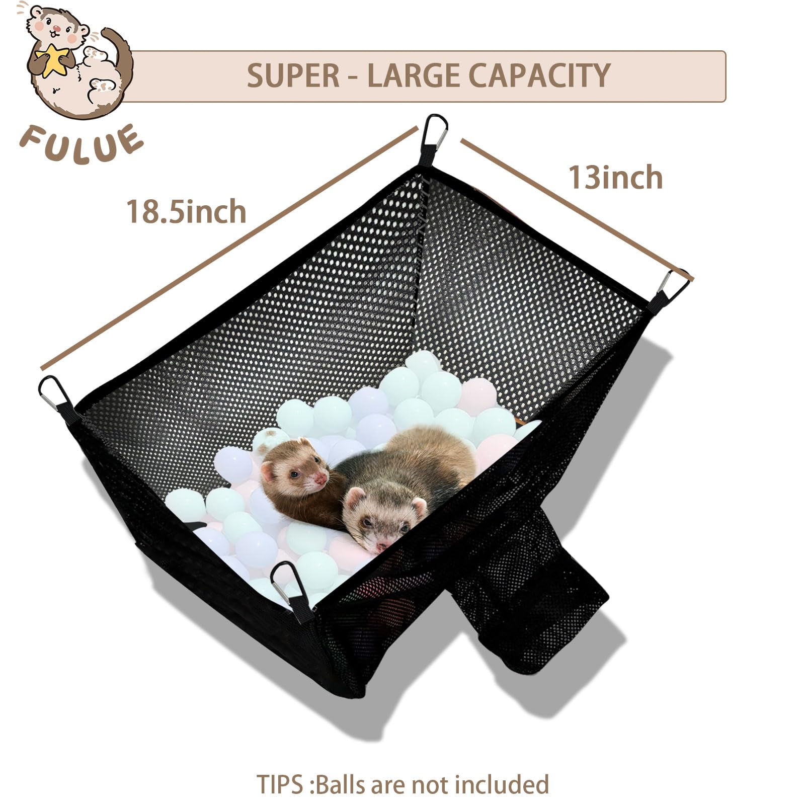 Fulue Ferret Ball Pit Hammock plush-bottom layer provides cozy resting spot after activity.