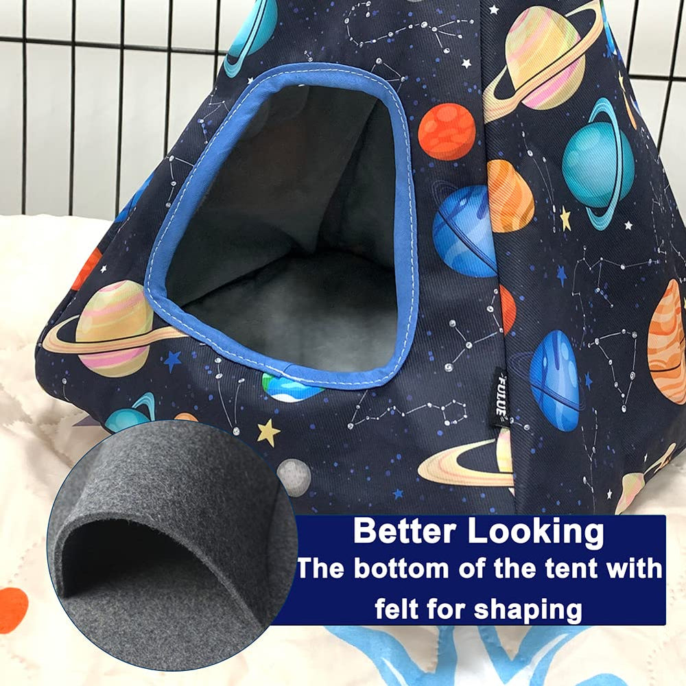 FULUE hideout bed in Black Galaxy pattern creates a dark, safe retreat